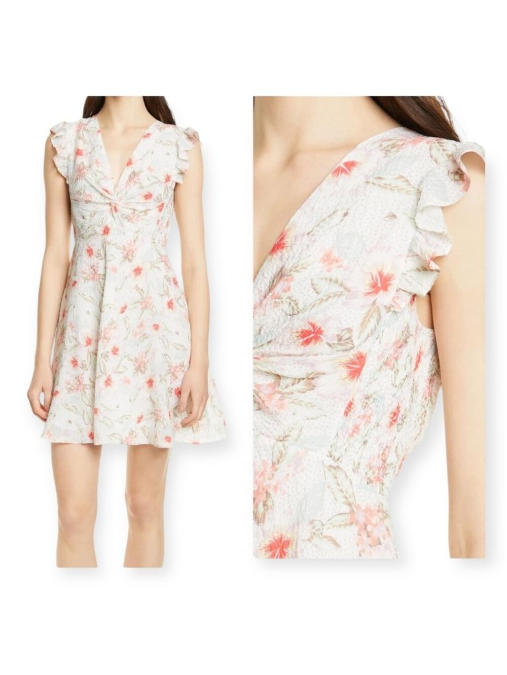 Rebecca Taylor Kamea Stretch Silk Dress In Snow Combo, Size 14, New with tag